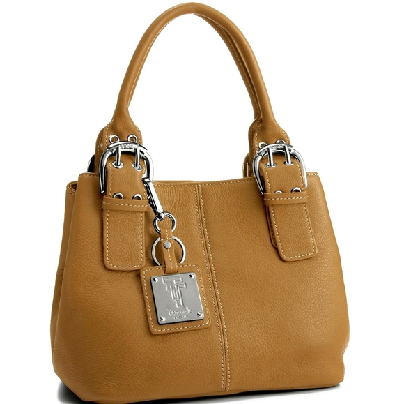 Tignanello Camel Tan Leather Shoulder Bag